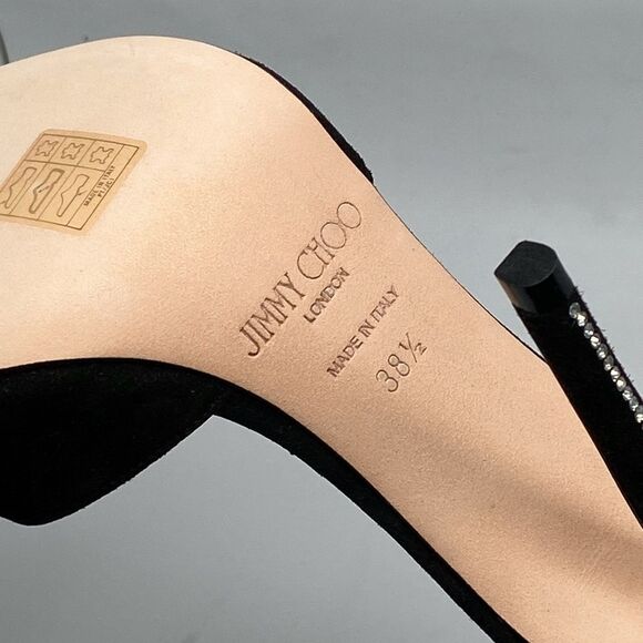 Jimmy Choo Black Suede Pumps with Crystal Embellishment size 38.5 - Picture 16 of 16